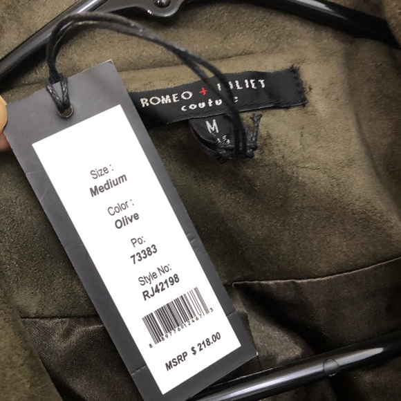 Romeo + Juliet Couture Suede Moto Jacket Olive NWT - Picture 6 of 11